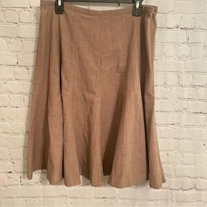 Brown and Tan Plaid Flare Skirt Size: 16
